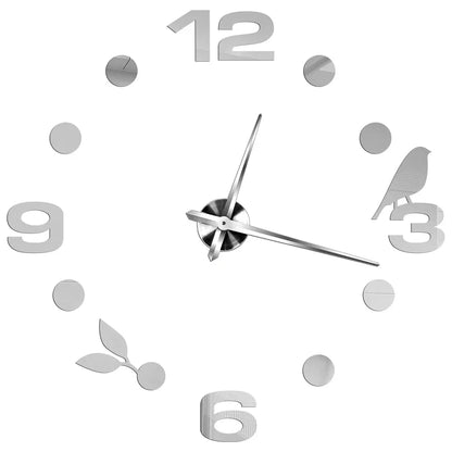 Large Wall Clock DIY 3D Self-adhesive Mirror Acrylic Wall Clock for Kitchen Dining Room Living Room Creative Home Decor | Karnz