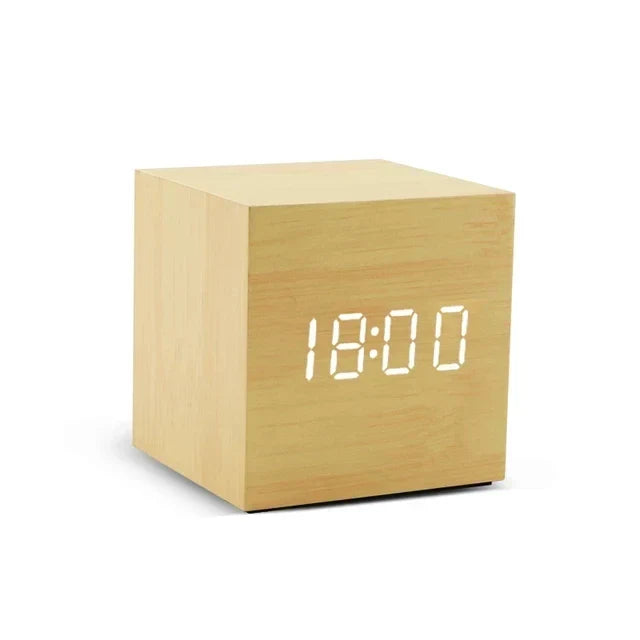 Kalsten | Wood LED clock with temperature display, digital time display and minimalist design – Perfect for bedroom and office