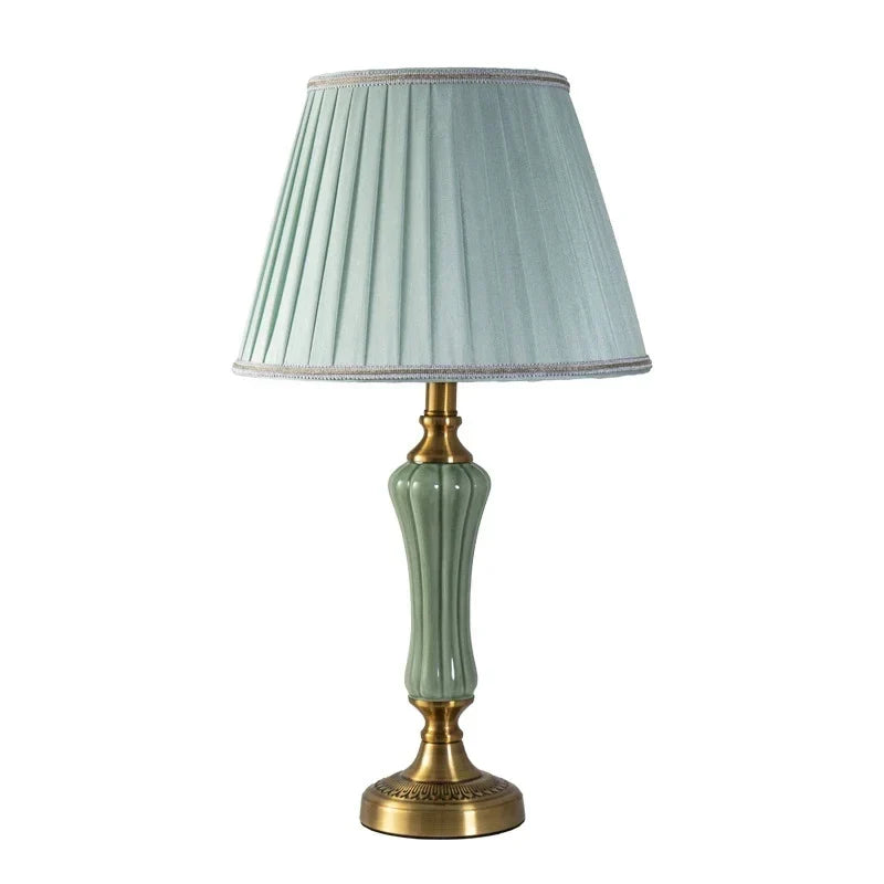 Modern Hotel Bedside Lamp Table Ceramic Light - Nordic Ins Fabric Desk Light - Household Foyer Living Room Bedside Study Desk Lamp | Kalsten