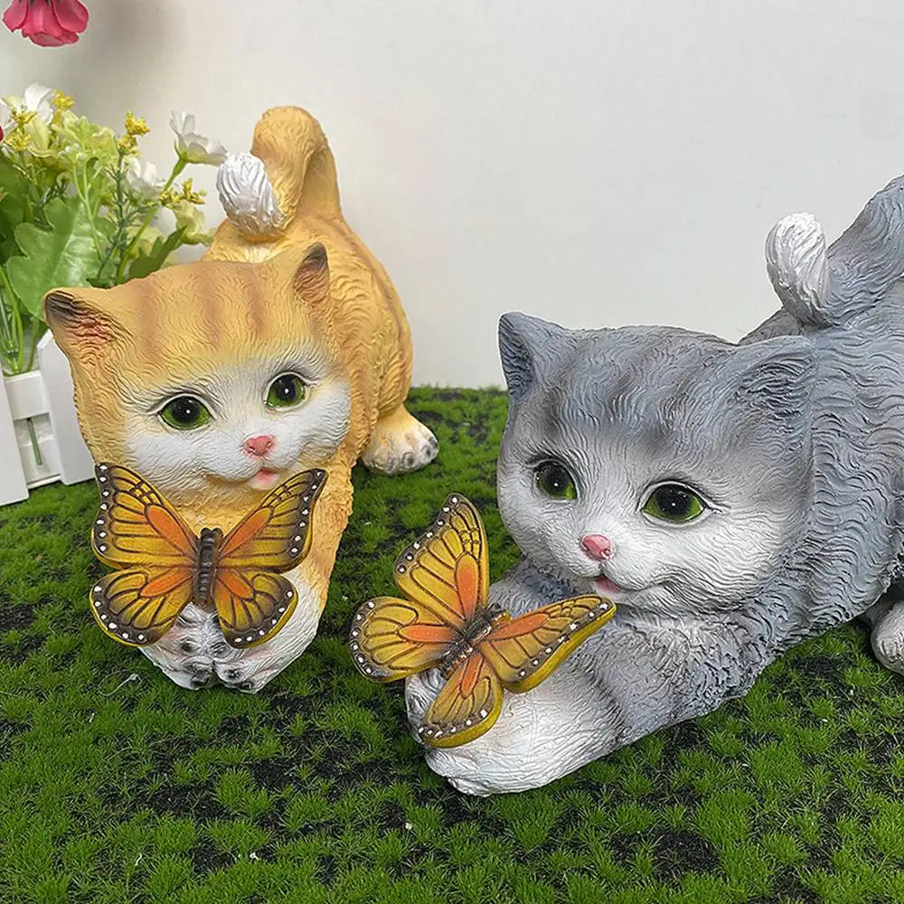 Butterfly Catcher Cat Resin Decorative Lamp | Kalsten