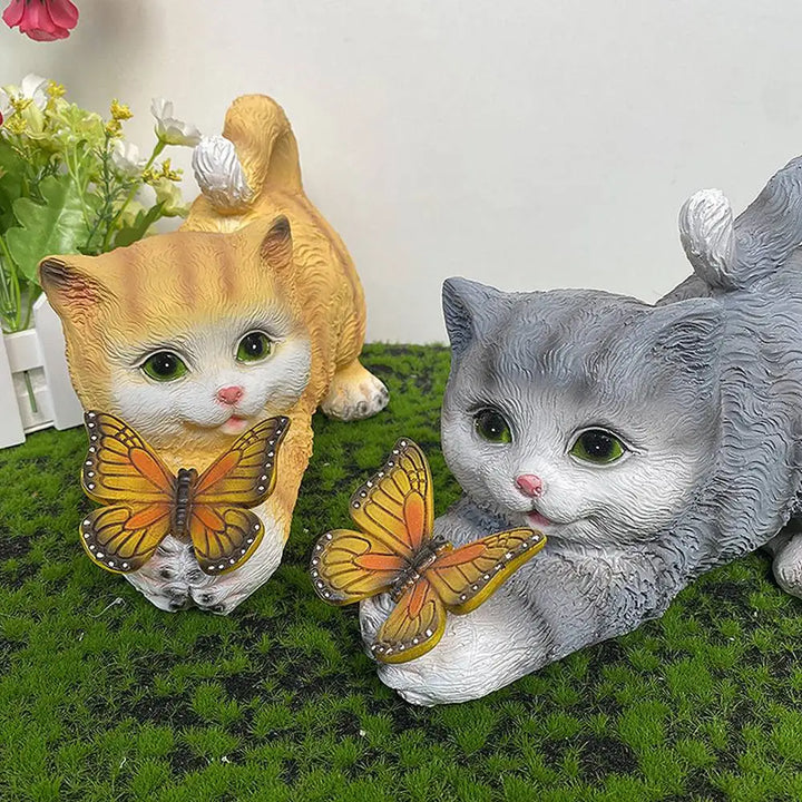 Butterfly Catcher Cat Resin Decorative Lamp | Kalsten
