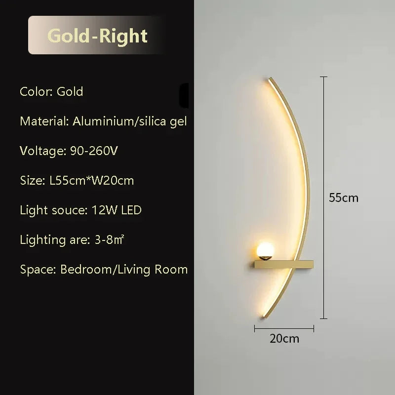 Modern LED Wall Lamp Black Gold - Sleek Long Strip Design for Versatile Illumination | Kalsten
