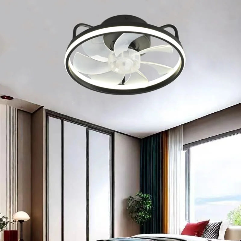 Modern LED Ceiling Fan Light with DC Motor - 6 Speed, Timer, Low Floor Attic Fan, Remote Control Decorative Light | Kalsten