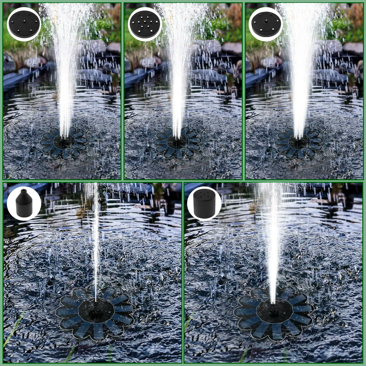 Karnz | Solar Garden Fountain | 5 Nozzle Attachments | Energy-saving & Maintenance-free | For Pond, Bird Bath & Balcony