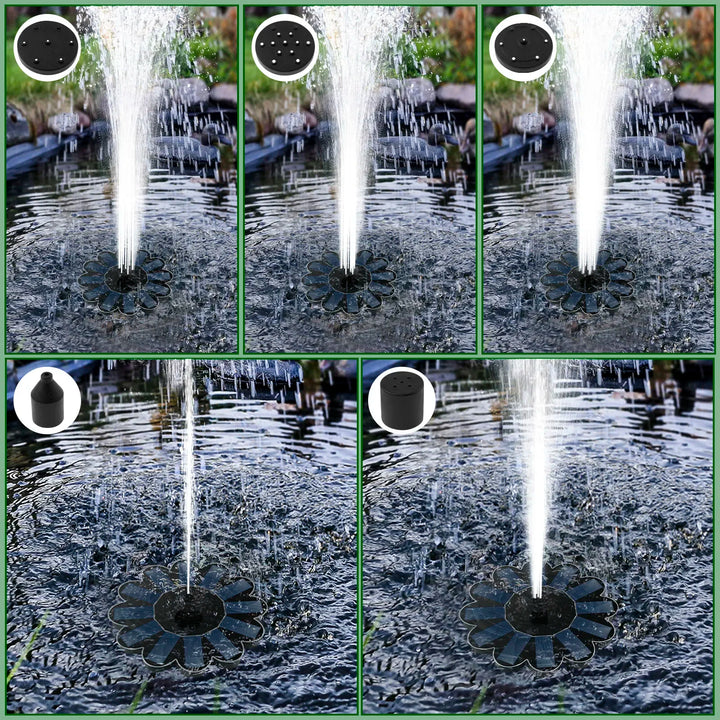 Kalsten | Solar Spring Garden Fountain | 5 Nozzle Attachments | Energy Saving & Maintenance-Free | For Pond, Bird Bath & Balcony