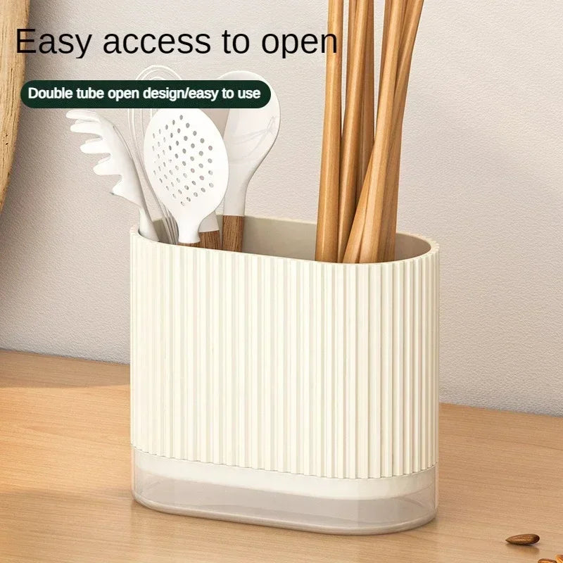 Skanto | Cutlery Organizer Duo | Wall-Mountable Cutlery Holder | No Drilling | Drainage Function | 16.5 × 8.5 × 12.5 cm