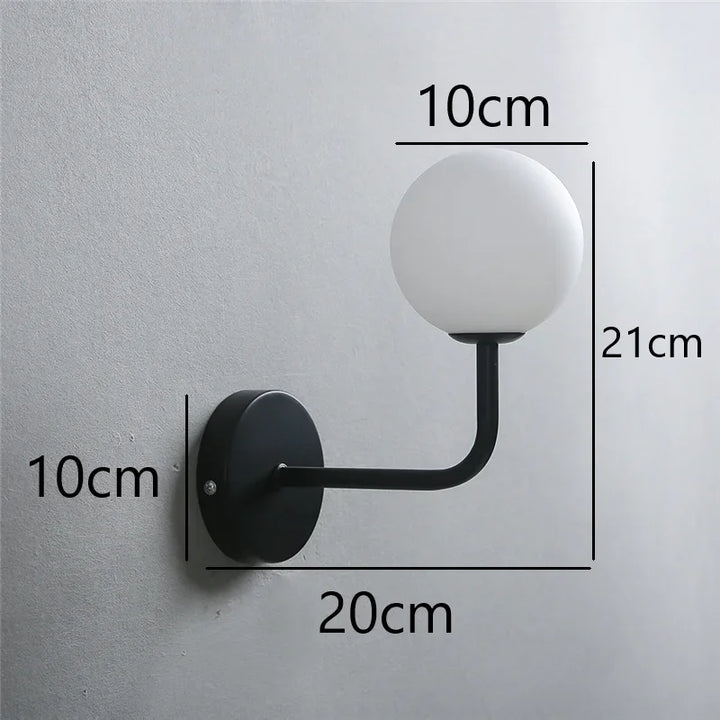 Modern Metal and Glass Ball Wall Lamp – Nordic Style Wall Lighting for Living Room, Bedroom, Aisle, Corridor, and Staircase – AC Powered, LED Bulb Included | Kalsten