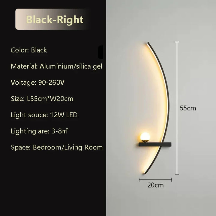 Modern LED Wall Lamp Black Gold - Sleek Long Strip Design for Versatile Illumination | Kalsten