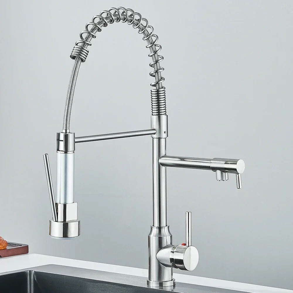 Faucet with Double Spout – High-Quality Faucet for Flexible Washing, Swivable, Ideal for Modern Kitchens, Easy to Clean and Simple Installation | Kalsten