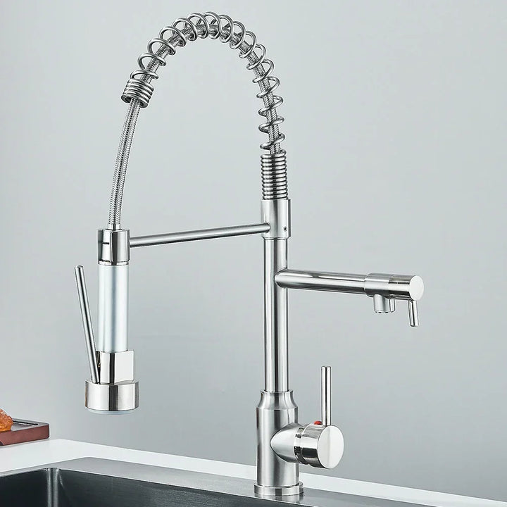 Faucet with Double Spout – High-Quality Faucet for Flexible Washing, Swivable, Ideal for Modern Kitchens, Easy to Clean and Simple Installation | Kalsten