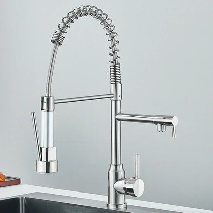 Double Spout Faucet – High-Quality Faucet for Flexible Washing, Swivel, Ideal for Modern Kitchens, Easy to Clean and Easy Installation | Brehn