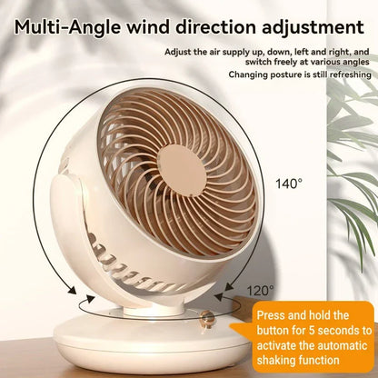 Brehn | BreezeLoop Table Fan with 360° Rotation | USB Fan with 3 Speeds & Battery | Quiet & Compact | For Office, Bedroom & Home