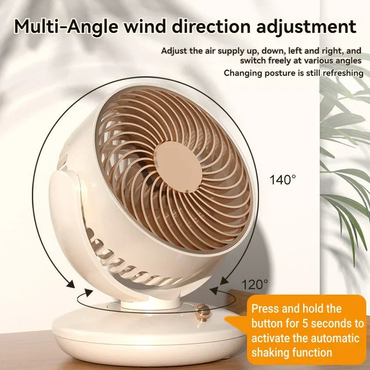 Kalsten | BreezeLoop Table Fan with 360° Rotation | USB Fan with 3 Speeds & Battery | Quiet & Compact | For Office, Bedroom & Home