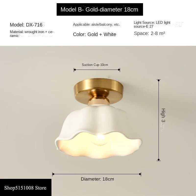 Ceramics Glass LED Corridor Ceiling Lamp for Aisle, Corridor, Cloakroom, Balcony Nordic E27 Acrylic Chandelier Rest Light Fixtures | Kalsten