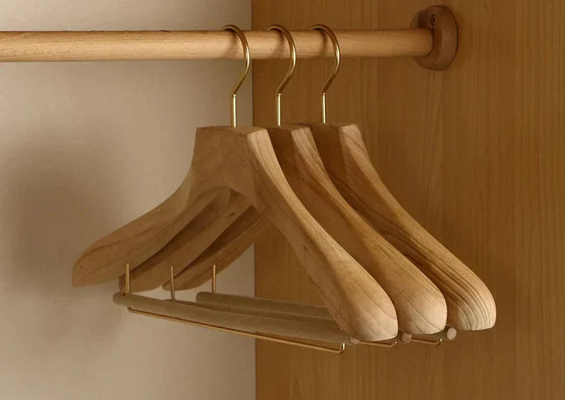 Kalsten | Set of 2 Premium Camphor Wood Hangers with Wide Shoulders for Clothing Organization