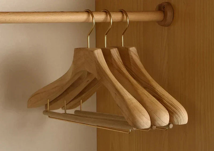 Kalsten | Set of 2 Premium Camphor Wood Hangers with Wide Shoulders for Clothing Organization