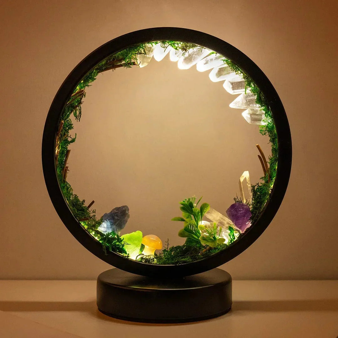 elegant round frame green crystals chic decoration | Kalsten
