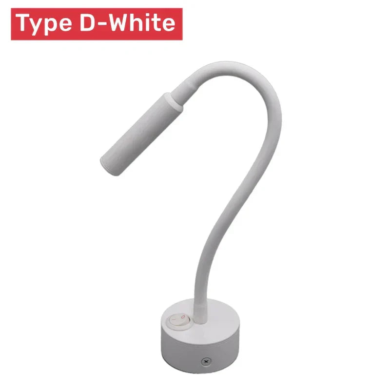 Kalsten | Modern Flexible LED Reading Wall Lamp with Switch for Bedroom and Study - 1W/3W