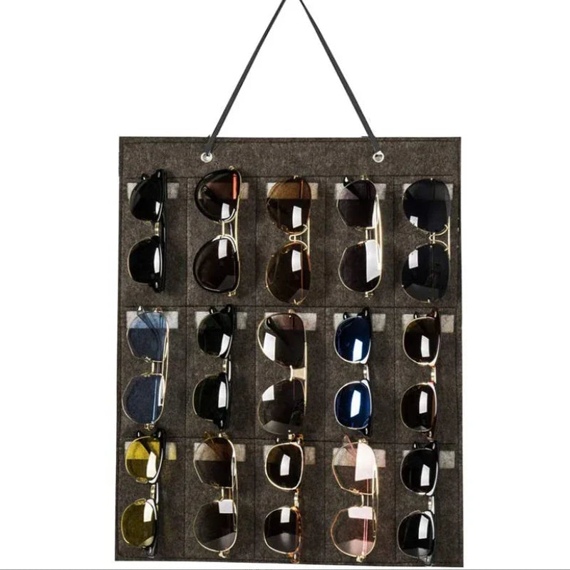 Skanto | GlasSpace Organizer | Wall-Mounted Glasses Holder | Foldable Sunglasses Storage Bag | Space-Saving & Dustproof | 42 × 38 cm