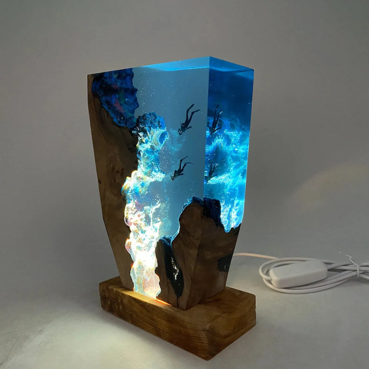 OceanGlow Luxe Illuminating Table Lamp – Serene Epoxy Resin with USB Charging Kalsten
