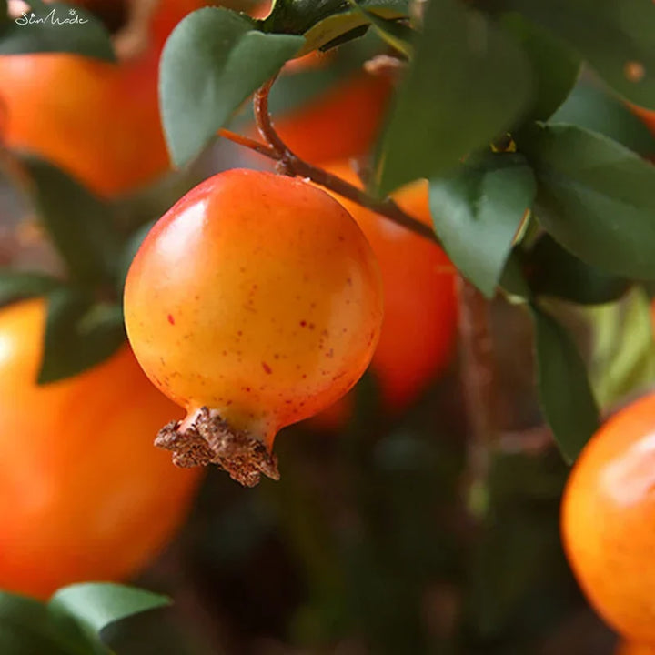 6-Piece Artificial Pomegranate Fruit Branch with Leaves | Kalsten