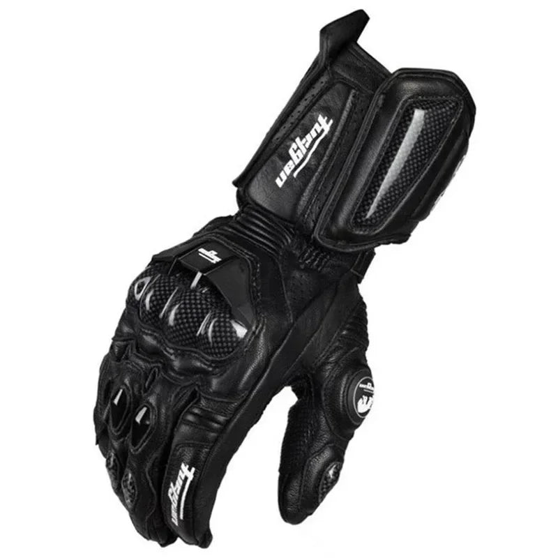 Skanto | RidePro Carbon Motorcycle Gloves | Wind & Waterproof | Touchscreen Compatible | Genuine Leather Protectors | For Summer & Winter