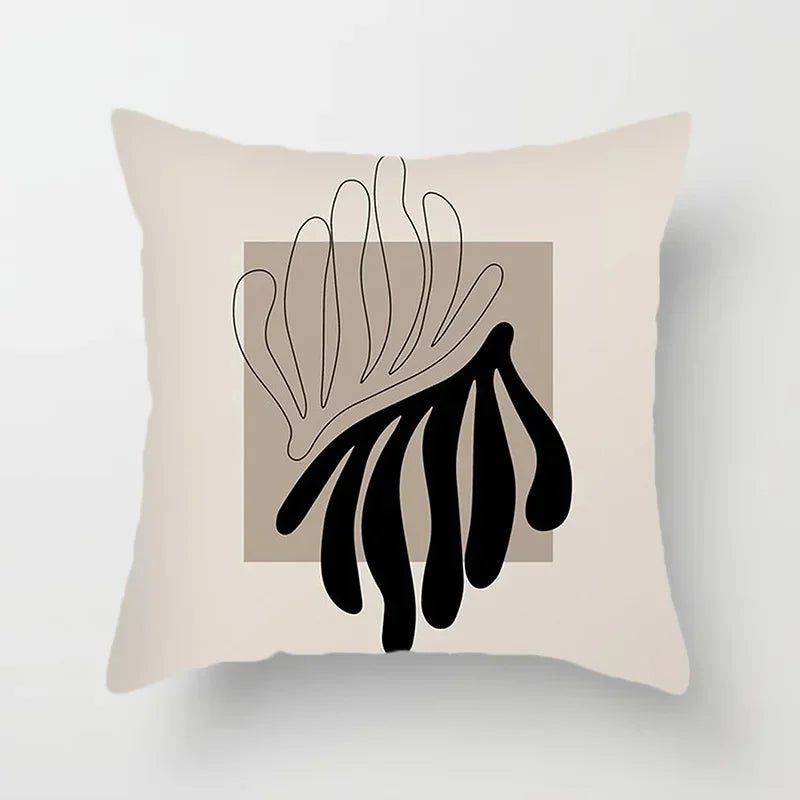 Aurum Cushion Cover - Modern Black-White Cushion Cover with Abstract Art Print Kalsten