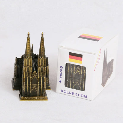 BowLift | Cologne Cathedral Model Metal Antique Bronze Germany Cologne Cathedral Building Figurine World Famous Landmark Architecture Decoration