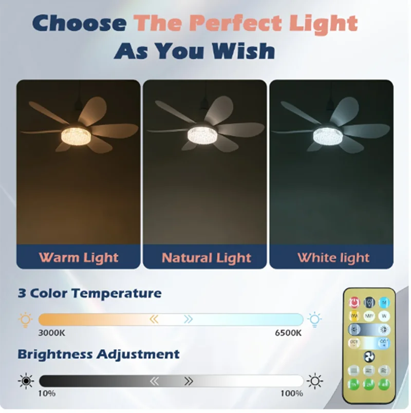 Elegant Flower Energy Saving RC Ceiling Fan Lamp | Kalsten