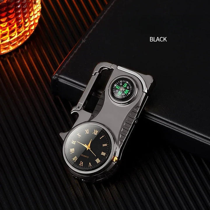 4in1 Windproof Metal Butane Compass Watch Keychain Lighter | Kalsten