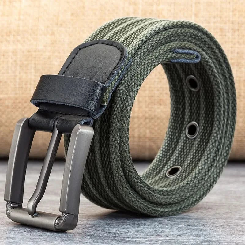 Kalsten | Men’s Canvas Belt – Adjustable Casual Striped Waistband