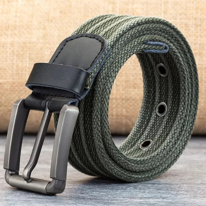 Kalsten | Men’s Canvas Belt – Adjustable Casual Striped Waistband