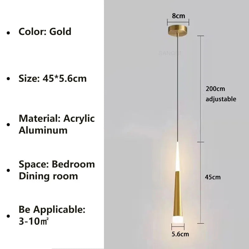 Nordic LED Pendant Lamp – Long Hanging Wire Chandelier for Bedroom, Living Room, Dining Room, and Study – Modern Home Decor Light Fixture | Kalsten