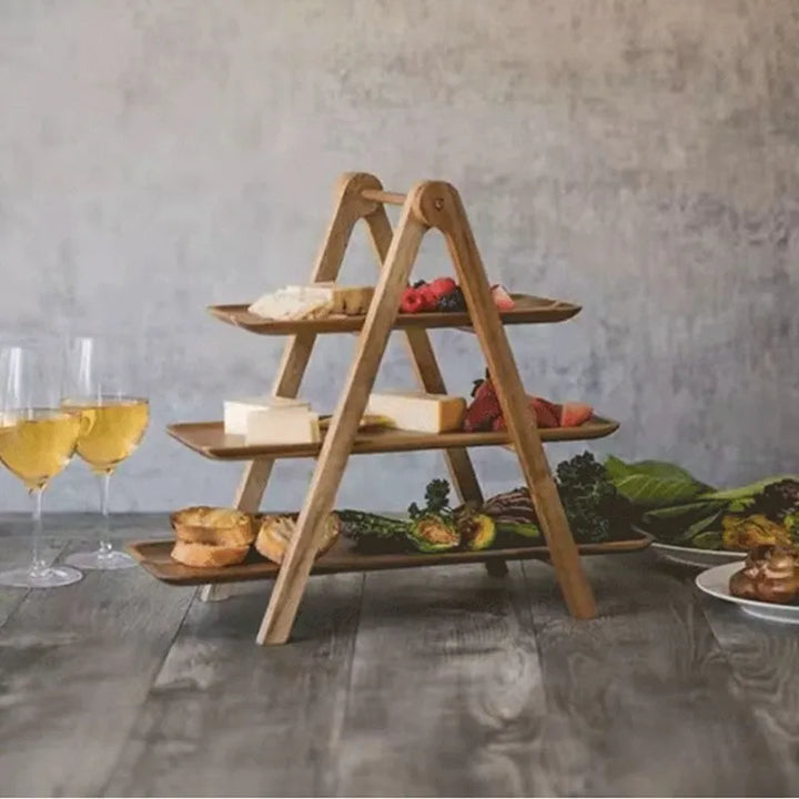 3-Tier Wooden Cake Stand – Farmhouse Serving Platter