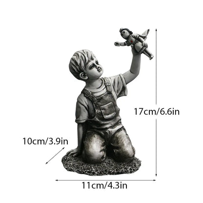 Skanto | Artify Banksy Sculpture Collection | Flower Thrower & Balloon Girl | Pop Art Figures | Modern Office & Home Decor