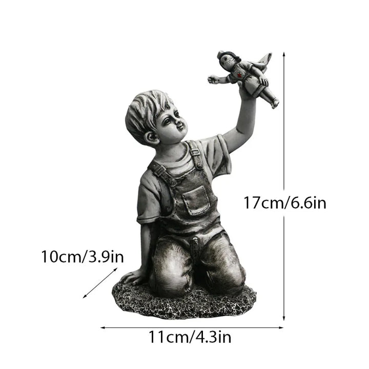 Kalsten | Artify Banksy sculpture collection | Flower thrower & balloon girl | Pop art figures | Modern office & home decoration