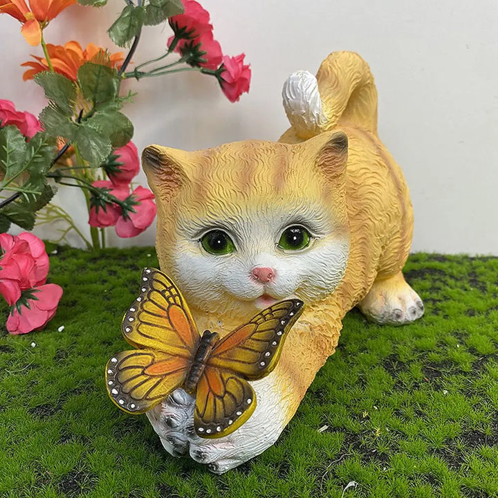 Butterfly Catcher Cat Resin Decorative Lamp | Kalsten