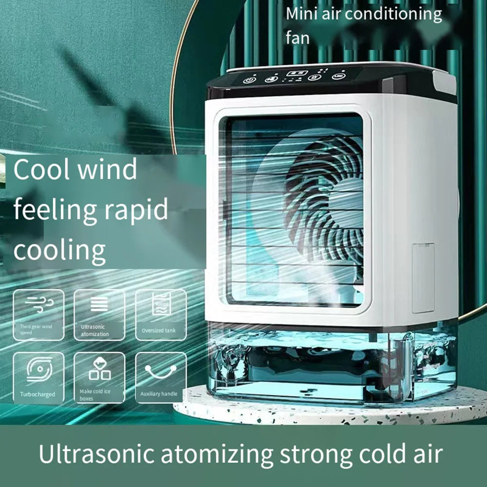 USB Portable Mini Air Conditioner Fan – 3-Speed Desktop Cooling Fan with LED Night Light, Air Cooler for Home, Office, and Camping | Kalsten