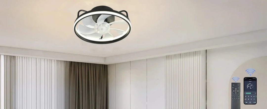 Modern LED Ceiling Fan Light with DC Motor - 6 Speed, Timer, Low Floor Attic Fan, Remote Control Decorative Light | Kalsten