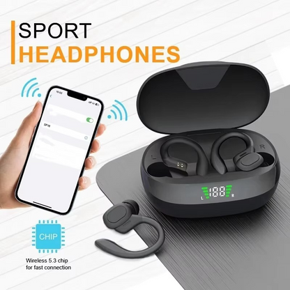 BowLift | SP16 True Wireless Earbuds with Ear Hooks, Waterproof Sports Headphones with Mic and HiFi Stereo Sound