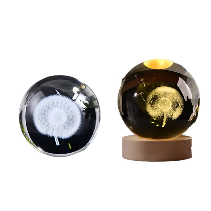 3D Crystal Night Light LED - Starry Sky Projector with Wooden Base, Romantic Lighting for Bedroom & Gifts | Kalsten