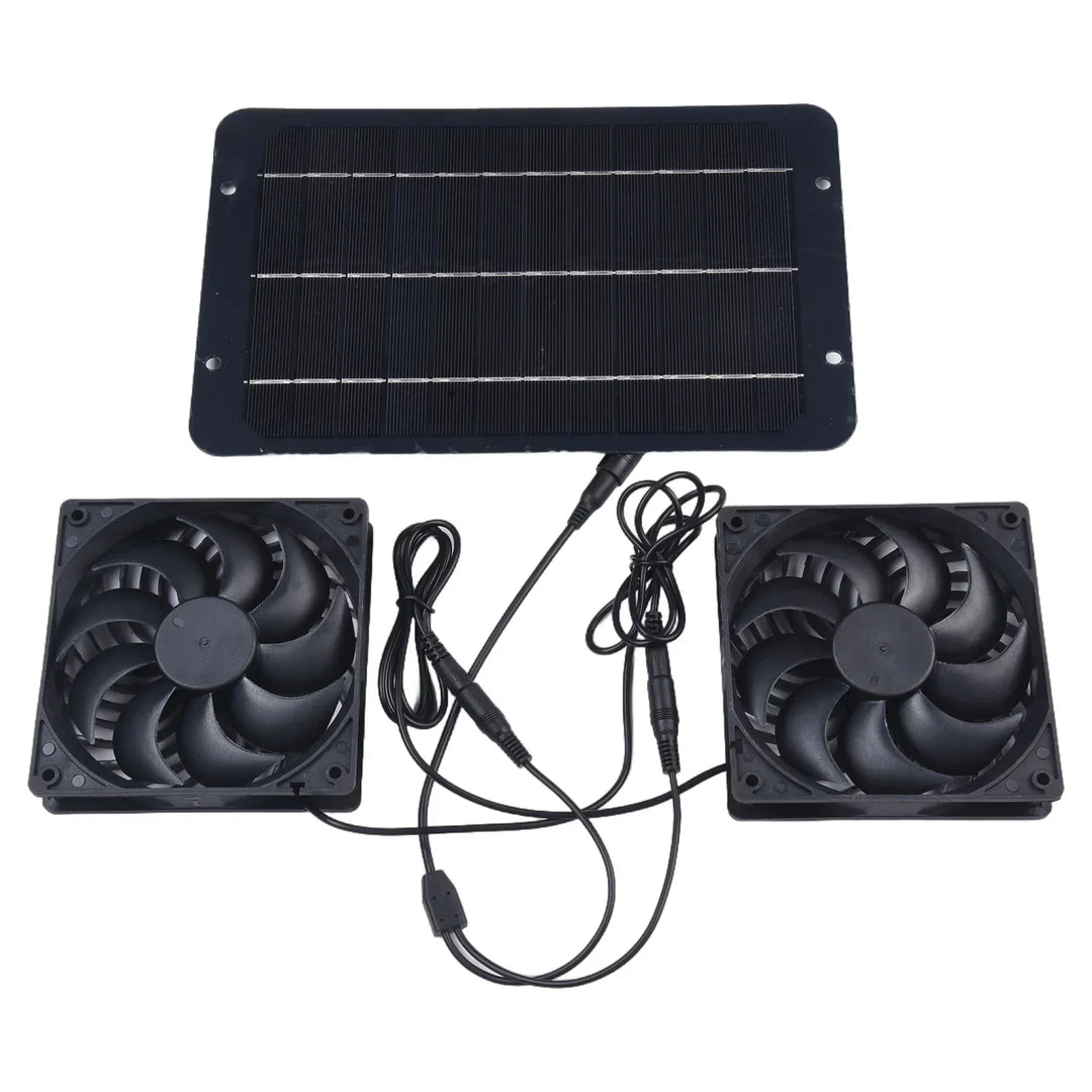Kalsten | AirSol Duo Ventilation System | Solar-powered Dual Exhaust Fans | 10W | For Greenhouse, Livestock Barn & Outdoor Applications