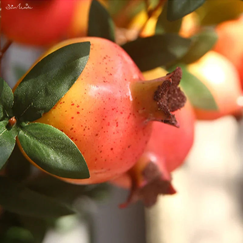 6-Piece Artificial Pomegranate Fruit Branch with Leaves | Kalsten