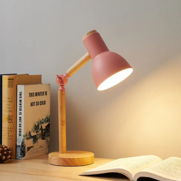Creative Nordic Table Lamp | Wooden Art LED Turn Head Desk Light for Bedroom, Study & Eye Protection | Kalsten