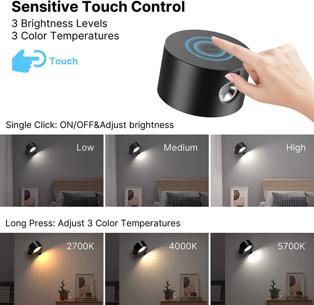 Adjustable LED Wall Sconces Light with Touch Control | Kalsten