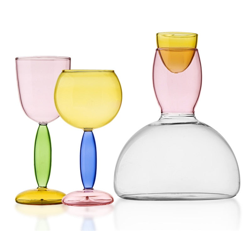 Kalsten | Chalice and carafe made of colored glass by Phillips