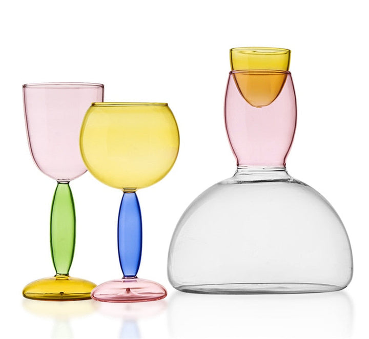 Kalsten | Chalice and carafe made of colored glass by Phillips