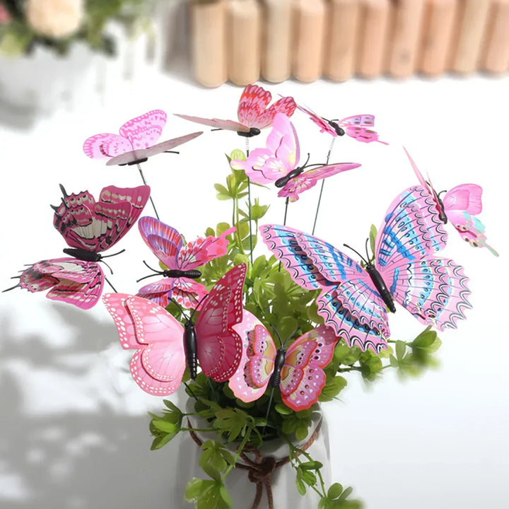 Kalsten | FloraViva Butterfly Garden Stakes | Set of 10 | Weatherproof & Colorful | For Beds, Flower Pots & Balcony