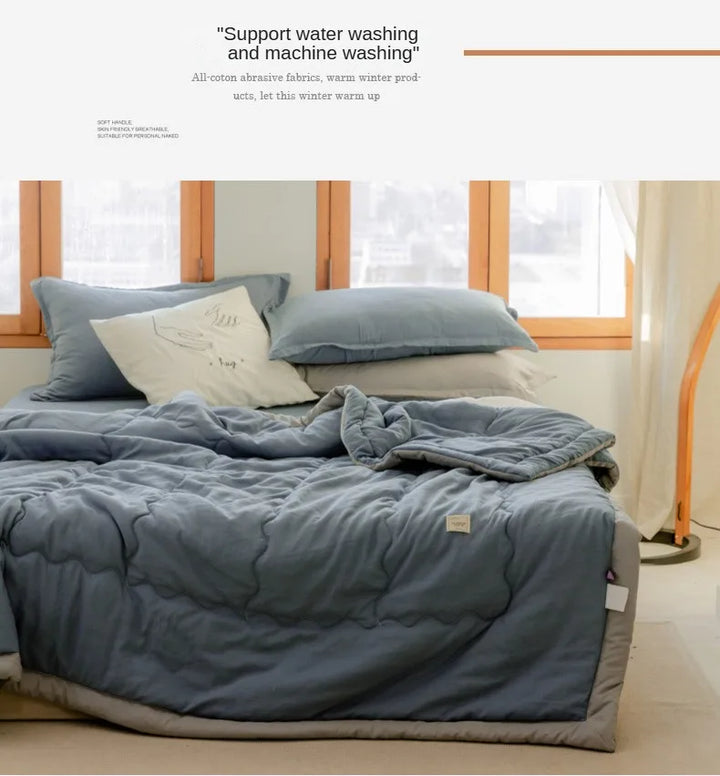 2024 Japanese Cotton-Polyester Summer Quilt – Lightweight, Washable, Skin-Friendly Solid Color Quilt | Kalsten