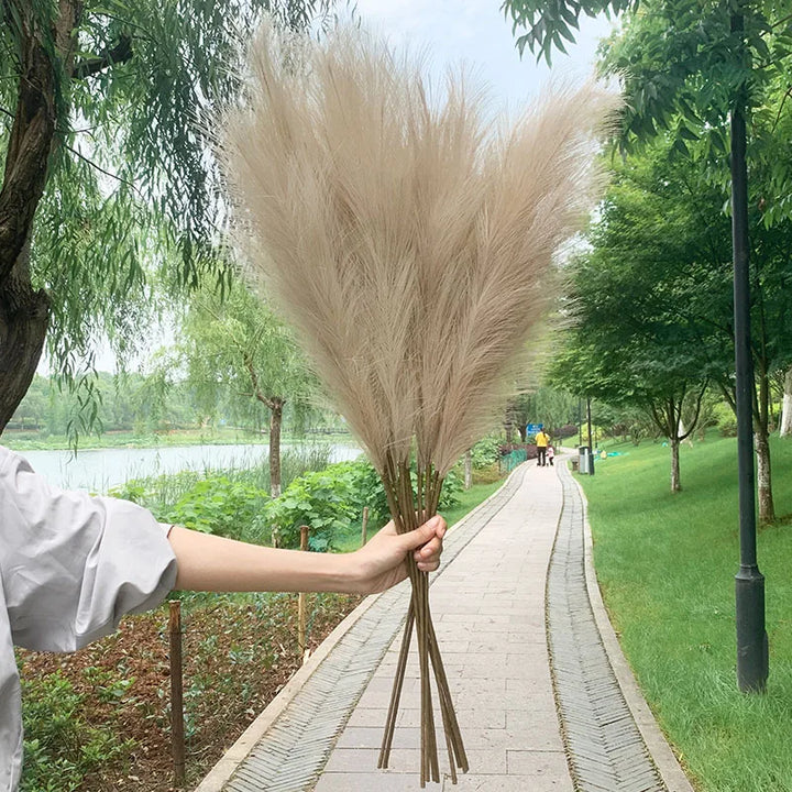 Kalsten | 5 pieces 100 cm Artificial Pampas Grass Dried Flower Bouquet Wedding Party Decoration Home Room DIY Artificial Plants Decoration Supplies